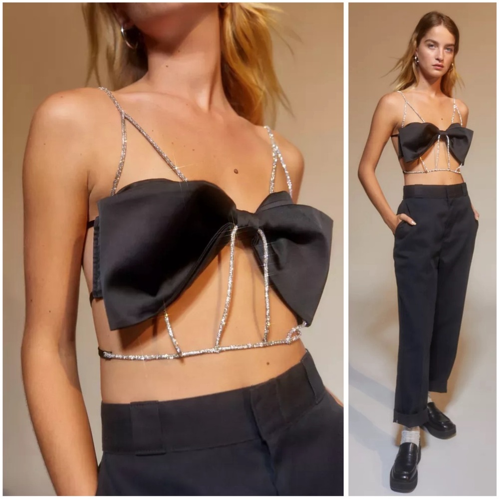 For Love and Lemons Martina Bow Top Size Small